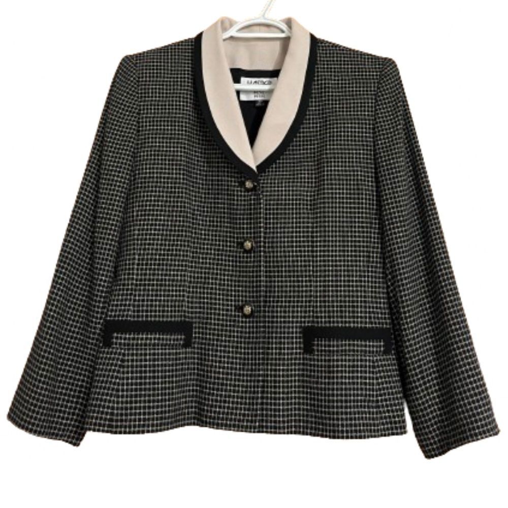 Kasper ASL Women’s Black & Pastel Pink Business Office Blazer Jacket Sz-8P